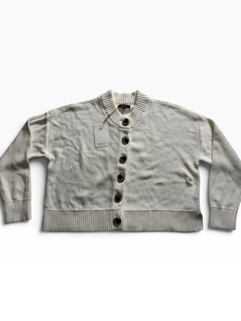 ⚪️ 🆕 NWT 🏷️ Quince 100% Organic Cotton Cropped Cardigan Ivory Sweater M